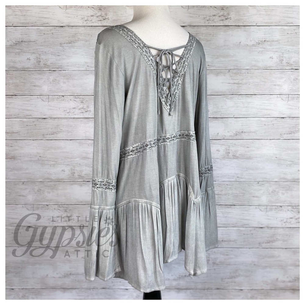 POL Stone Grey Tie it Up Bohemian Tunic - Picture 4 of 12